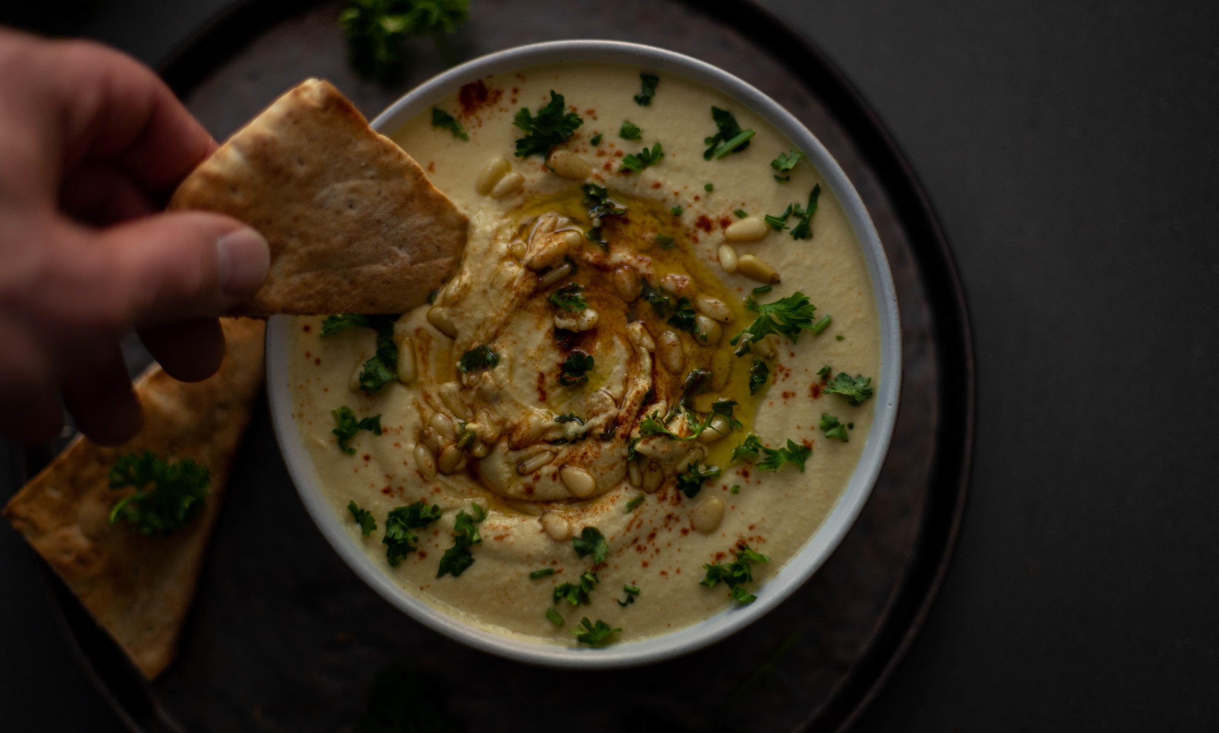 homemade hummus with homemade tahini